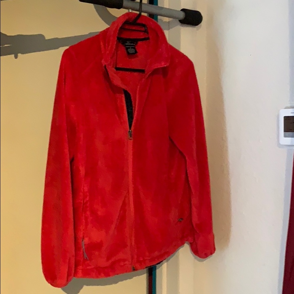 Red zip up sweater